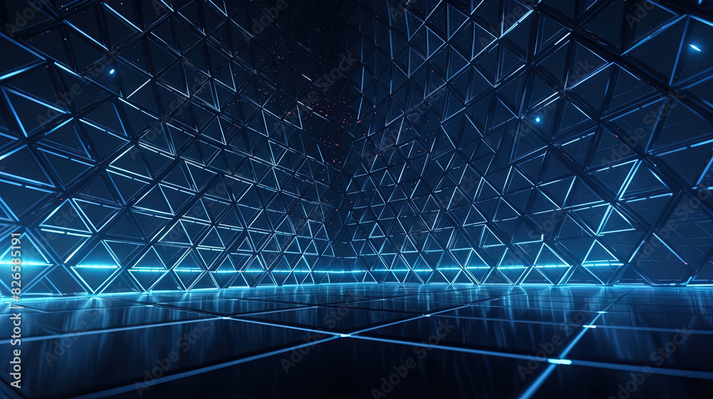 Aufkleber Abstract background with structure of neon triangles and technology style.