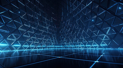 Obraz premium Abstract background with structure of neon triangles and technology style.