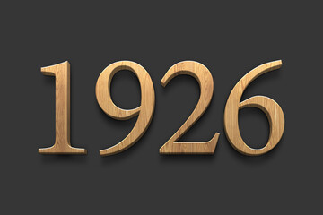 3D wooden logo of number 1926 on dark grey background.