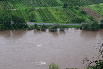 Mosel valley during the May Flood on 18th in 2024