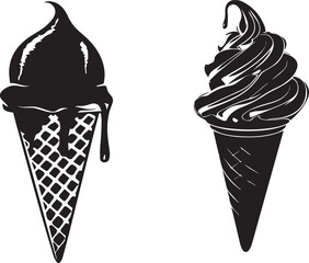 Cone Ice Cream black silhouette