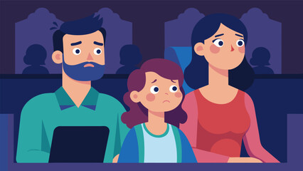 The contestants parents watch from the sidelines concerned about the impact of technology on their childrens lives.. Vector illustration