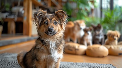 A pet daycare facility with pets playing together