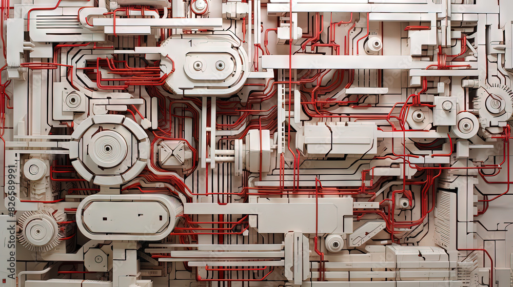Poster background with metallic panels texture, wires and circuit. spaceship hull wall technology backgroun