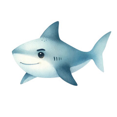 Fototapeta premium A cute cartoon shark with a friendly smile.