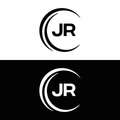 JR logo. J R design. White JR letter. JR, J R letter logo design. J R letter logo design in FIVE, FOUR, THREE, style. letter logo set in one artboard. J R letter logo vector design.