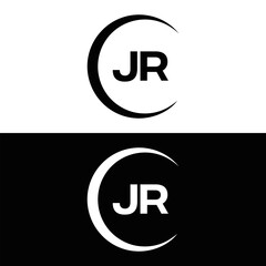 JR logo. J R design. White JR letter. JR, J R letter logo design. J R letter logo design in FIVE, FOUR, THREE, style. letter logo set in one artboard. J R letter logo vector design.