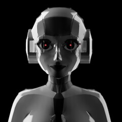 white robot made in 3d