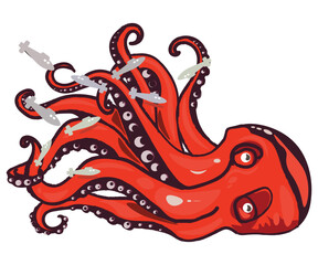 Octopus illustrations are good for t-shirt designs, good for logo design elements and other design elements