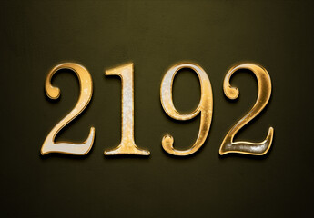 Old gold effect of 2192 number with 3D glossy style Mockup.