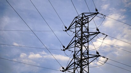 metallic structure of medium tension against the sky