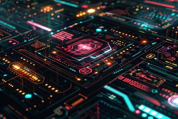 Obraz premium background designed for a cyber security and students site, utilizing dark themes and technology images inspired by science fiction movies. The design features