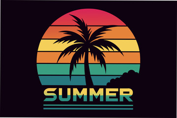 summer vibes with sea beach t-shirt retro design