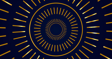 Historical gold circular ornamental design moving bg. Round elegant luxury premium class rings bg. Precious shiny jewelry design twinkle sparks on rims ethereal smooth creative overlay. Minimal bg.