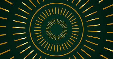 Historical gold circular ornamental design moving bg. Round elegant luxury premium class rings bg. Precious shiny jewelry design twinkle sparks on rims ethereal smooth creative overlay. Minimal bg.