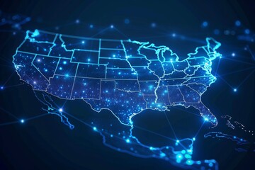 Digital map of america network connectivity created with generative ai