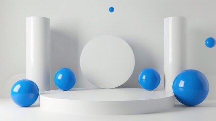 cylinder pedestal podium display, modern products display presentation. podium and white background for product presentation. 3d rendering