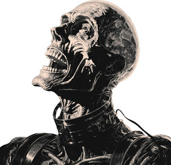 Skulls and man grunge effect, halftone, monochrome. To make collages, pulp and punk posters. Cutouts. Cyber. Horror.  Retro. Pop art and dark design. 