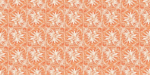 Peach fuzz botanical border texture background with color of the year two tone linen fabric effect. Soft fresh modern leaf banner edge design for all over home decor, wallpaper and on trend repeat