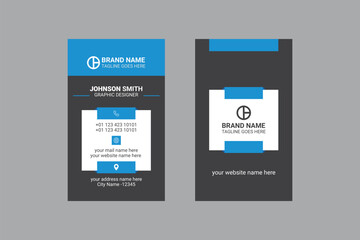Vertical double sided corporate business card design template and visiting card design.