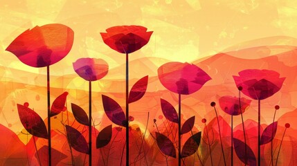 In the abstract garden on a summer day, vibrant tones danced under the sun's warm embrace