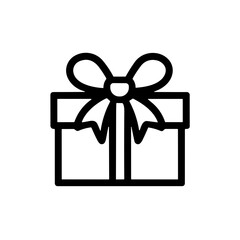 Simple black Present Christmas gift box icon