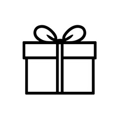 Simple black Present Christmas gift box icon