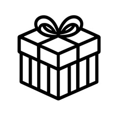 Simple black Present Christmas gift box icon