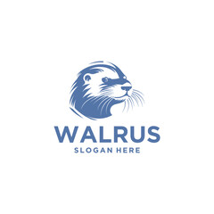 Walrus head logo vector illustration