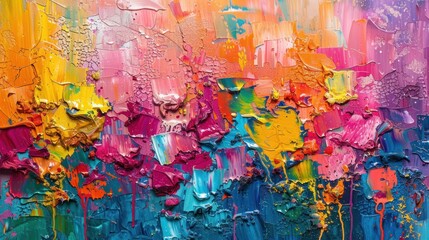 Fototapeta premium As the colors blend and mix on the canvas, a sense of movement and rhythm emerges, drawing the eye across the painting in a dance of light and shadow.