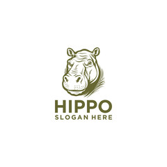 Hippo head logo vector illustration