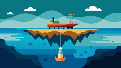 The deafening sound of drilling echoed through the ship as it pierced through layers of rock and sediment in pursuit of the rich reserves buried deep. Vector illustration