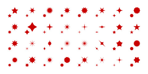 A collection of futuristic retro glitter icons. Collection of star shapes. Abstract cool glitter effect sign vector design.