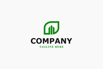 green leaf building minimal modern logo