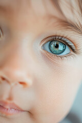 Close-up of an Toddlers Face. Green Eyed Kid. Generative AI. 