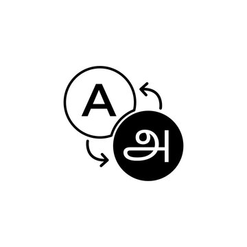English to Tamil words translation Indian language icon label design vector