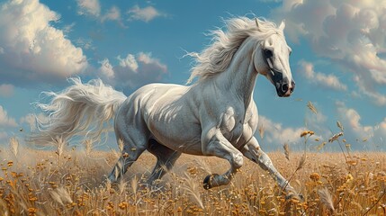 Illustrate the effortless elegance of horses captured in a stunning artwork