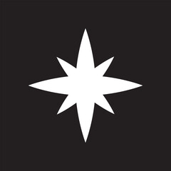 Cute white star shape, vector clip art element isolated   on black background. EPS 10/AI