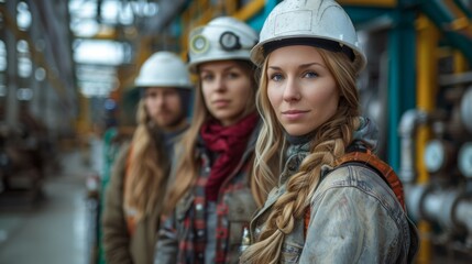 Female industrial engineer wearing a white helmet