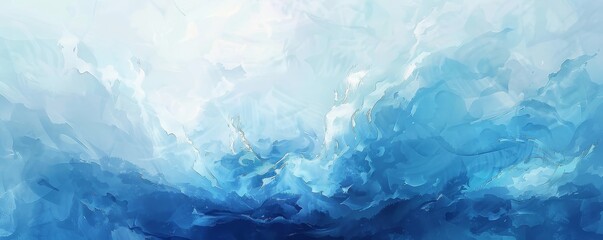 Abstract summer sky, serene blues blend with floating clouds in a tranquil dance of nature's beauty