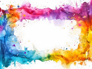 Obraz premium Vibrant Watercolor Splash Frame on White Background for Art Projects and Creative Designs
