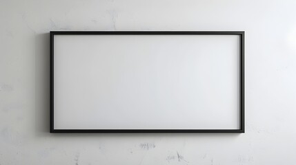 Elegant Minimalist Black Frame on Clean White Wall for Professional Presentations or Artwork Display