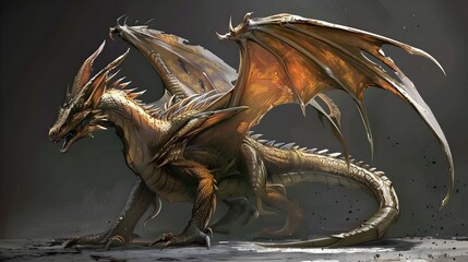 Majestic and Fearsome Fire Breathing Dragon in a Dramatic Cinematic Fantasy Landscape