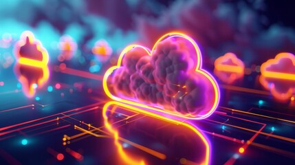 Fototapeta premium Photo of a cloud technology icon ed in with vibrant colors
