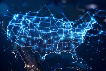 Digital map of america network connectivity created with generative ai