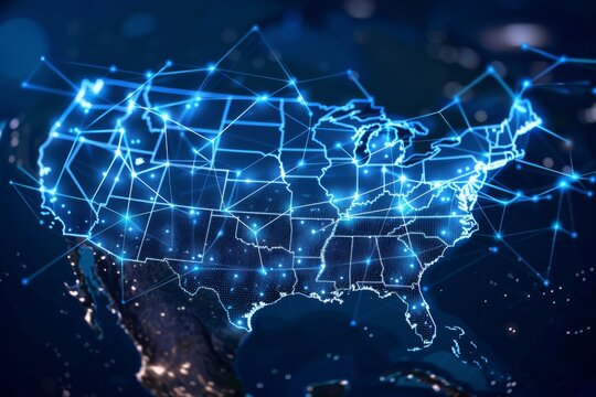 Digital map of america network connectivity created with generative ai