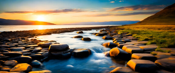 Sunset over the sea