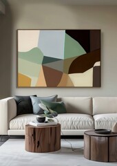 Minimalism, modern living room, abstract art paintings, white sofas, interior, room, sofa, furniture, wall, home, design, couch, living, house, floor, apartment, chair, lamp, contemporary,  table, arm