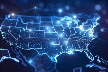 Obraz premium Digital map of america network connectivity created with generative ai