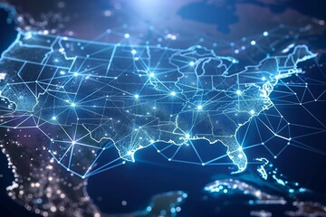 Obraz premium Digital map of america network connectivity created with generative ai